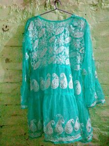 Aqua Embroidered Tunic Top