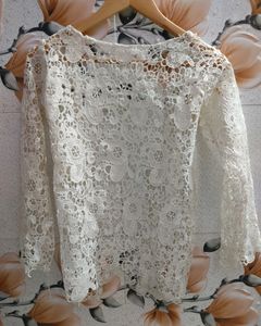 White Net Shrug Style Top For Women