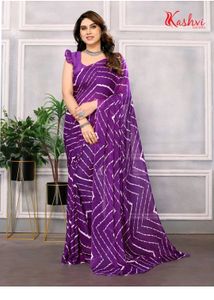 Purple Striped Saree