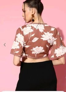 Berrylush Floral Print Front Tie Knot Top