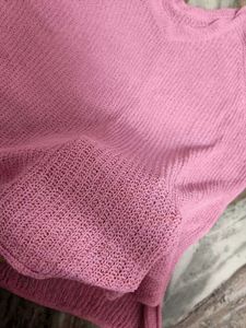 Summer Pink Knit V-Neck Top