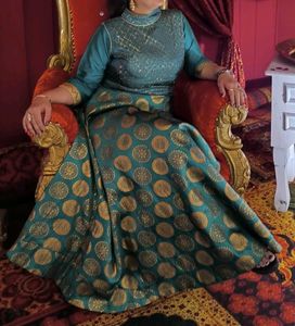 Emerald Green &amp; Gold Gown