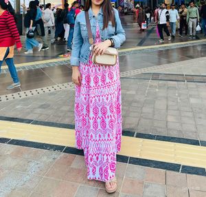 Pink & White Maxi Dress