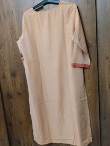 Women Peach Pink Plus Size Kurti