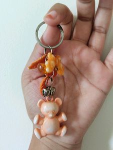 Orange Teddybear Keychain With Beautiful Butterfly