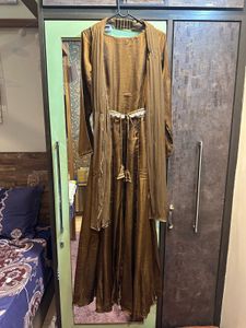 Lavanya Chocolate Brown Silk Long Dress &amp; Dupata