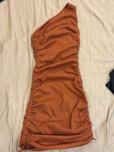 Chic Brown One-Shoulder Dress