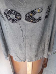 Grey embellished T-shirt