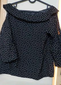 Black Polka Dot Print Top