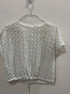 White Lace Crochet Crop Top