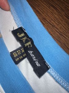 White And Blue Oversize Crop Top