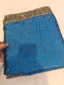 Teal Blue Embellished Saree