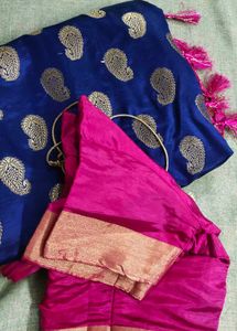 Elegant Blue &amp; Pink Saree with Blouse