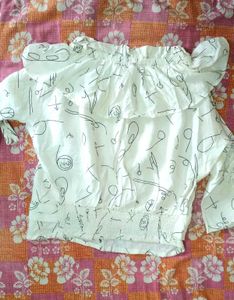 White Patterned Crop Top