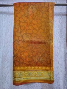 Elegant Printed gold colour Saree
