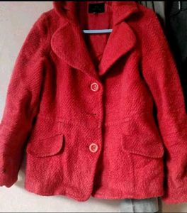 Fur Cherry Red Coat For Winter