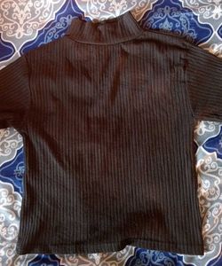 Ribbed Mock Neck Long Sleeve Top