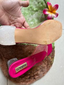 Pink Clear Heel Mules - Size 36