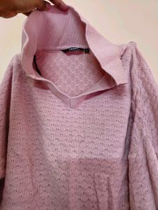 Pink Knit Turtleneck Sweater