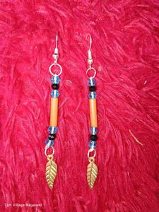 Handmade Beaded Leaf Dangle Earrings