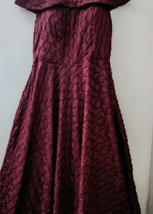 Burgundy Off-Shoulder Dress