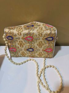 Embroidered Clutch with Beaded Strap