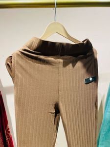 Brown Flared Ribbed Pants