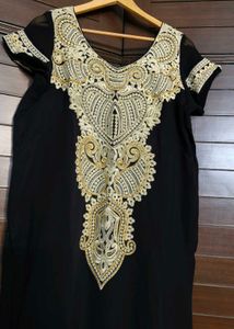 Women Black Thread Motif Embroidery Georgette Suit