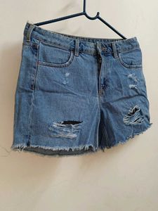 Ripped Denim Shorts