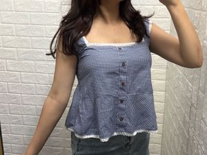 Gingham Peplum Top