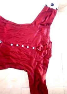 Maroon Tunic with Polka Dot Accent