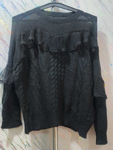 Elegant Black Ruffle Sweater