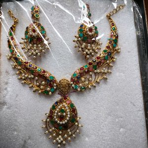 Zaveri Pearls Necklace With Earrings