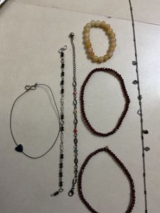 one necklace 5 anklets 1 bracelet