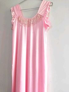 Pink Lace Trim Nightgown with robe
