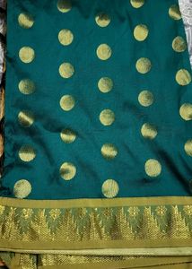 Traditional Saree Green With Gold Zari Pallu