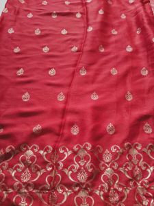Red Baroque Print Saree