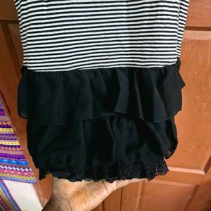 Striped Ruffle Hem T-Shirt Dress
