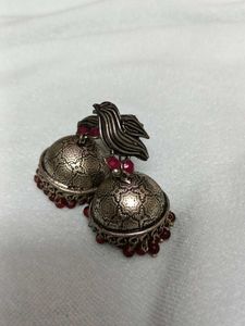 Silver Tone Jhumka Earrings
