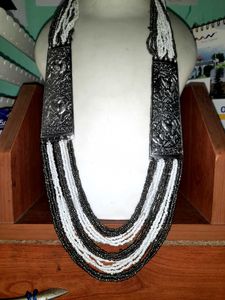 Green and Grey Beaded Necklace