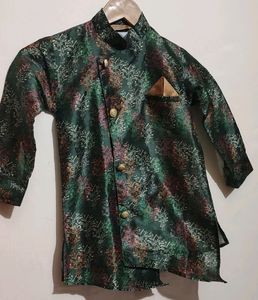 Green Kurta Pajama Floral Print For Boy 3- 4 Year