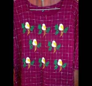 Maroon Embroidery Kurti