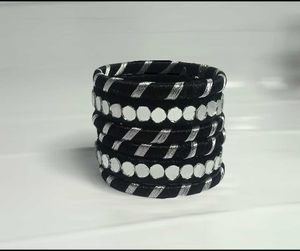 Black & Silver Silk Thread Bangle Bracelet