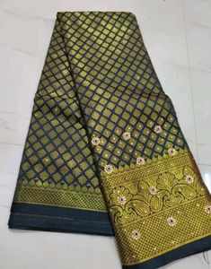 Banarsi Silk Saree With Semi Stitched  Blouse