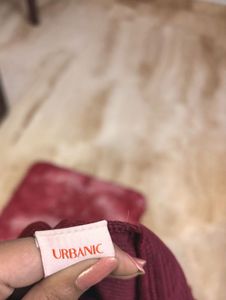 MAROON URBANIC CORDUROY FABRIC DRESS