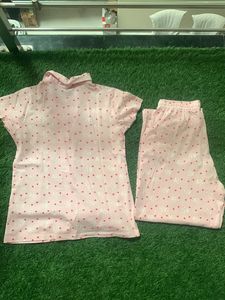 Clovia Heart Print Bight Auit With Full Lower