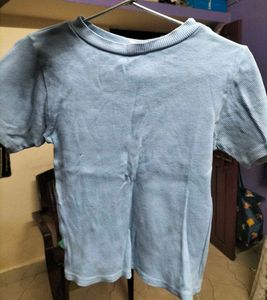 Cute Blue Ribbed T-Shirt