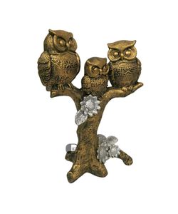 resin tree owl family set statue showpiece