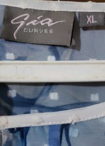 Gia Curves Blue Polka Dot Top