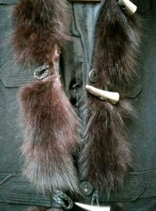 BRAND NEW Fancy Long Overcoat attached fur cap